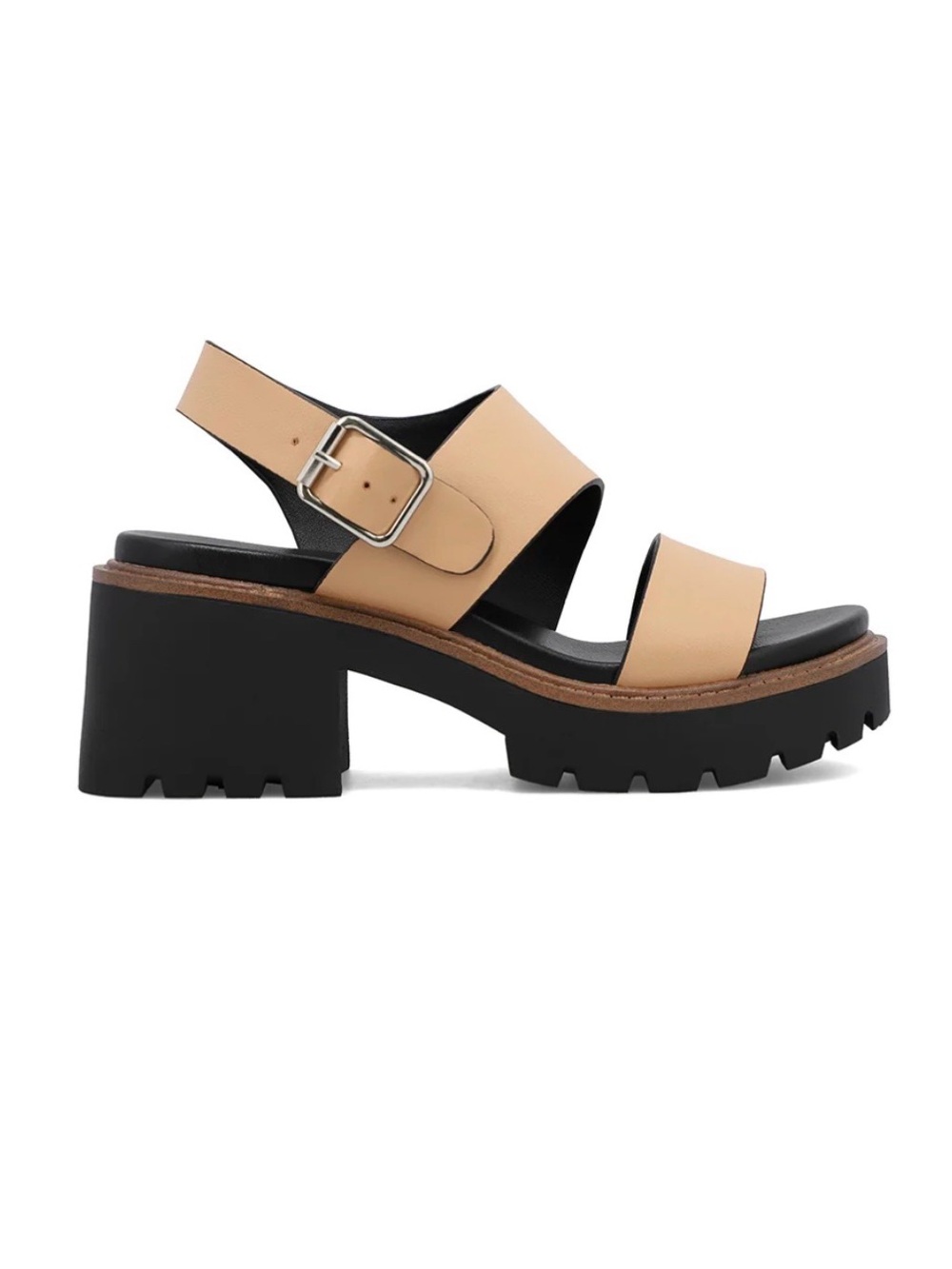 MIA SHESKA Platform Block Heel Sandals Tan Size 9 Like New - Picture 2 of 8